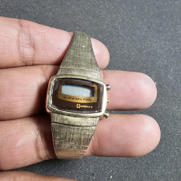 Hamilton Quartz 10K R.G.P. Digital Watch Not Working For PARTS/REPAIR No Back - Picture 10 of 10